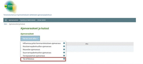Omasote ajanvaraus valitse palvelu