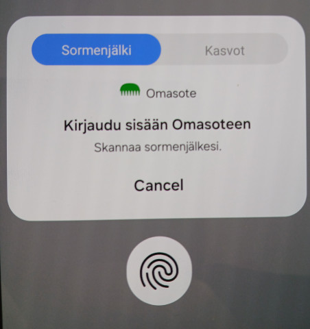 Kirjaudu sisään Omasoteen skannaa sormenjälki