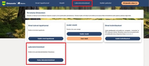 Omasote etusivu laboratoriotulokset