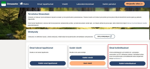 Omasote kotimittausten laatta etusivulla