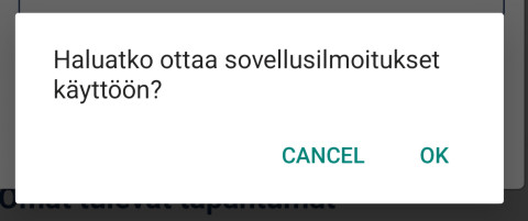 Haluatko ottaa sovellusilmoitukset käyttöön?