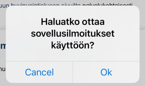 Kysymys sovellusilmoitusten käyttöönotosta