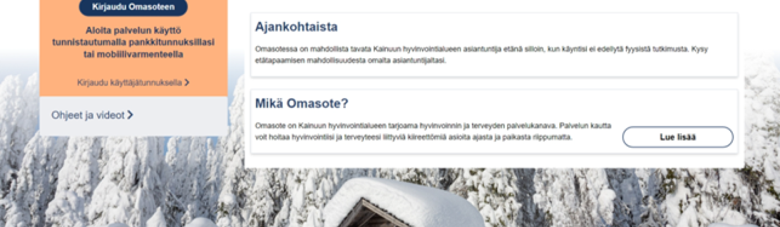 Omasote  kirjautuminen ja asetukset